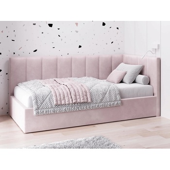 AMI Nábytek Tom s roštem a úložným prostorem Růžový Velvet