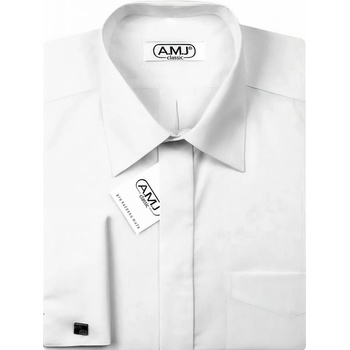 AMJ pánská košile na manžetové knoflíčky dlouhý rukáv slim fit JDSA018MK bílá