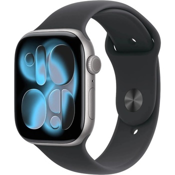 Apple Watch Series 11 (46mm) Vesmírně šedý hliník s černým sportovním řemínkem S/M MEV04MP/A