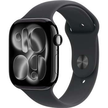 Apple Watch Series 11 Cellular (46mm) Klavírně černý hliník s černým sportovním řemínkem S/M MFC24MP/A