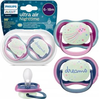 Avent Philips šidítko ultra air 376/12 Nighttime girl BPA free 2Pack