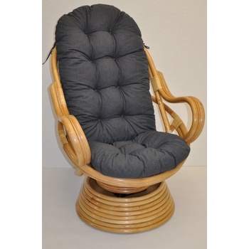 Axin Trading Ratanové houpací křeslo Swivel medové polstr tmavě šedý melír