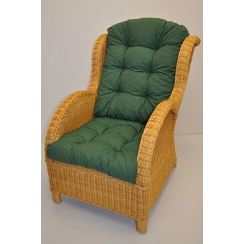 Axin Trading Ratanové houpací křeslo Swivel medové polstr tmavě zelený melír