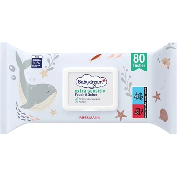 Babydream Vlhčené ubrousky extra sensitive 80 ks