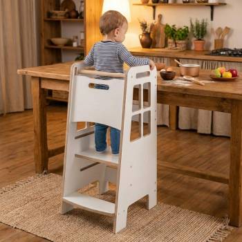 Babylike Montessori učící věž kitchen helper white bílá