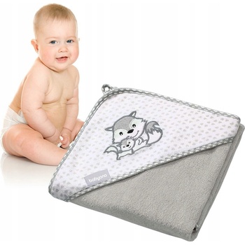 BabyOno Bambusová osuška s kapucí Liška šedá 100 x 100 cm