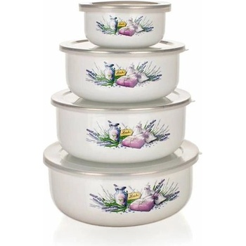 Banquet 8-dílná sada smaltovaných misek LAVENDER 10x4,7 14 x 6,1 16 x 6,8 18 x 7,5