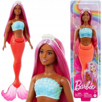 BARBIE syrenka červený ocas tmavě růžové vlasy HRR04