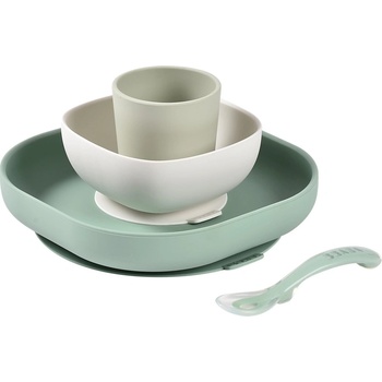 Beaba Jídelní sada silikonová Sage Green 4 ks