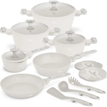 BERLINGERHAUS Sada nádobí s titanovým povrchem 15 ks Sahara Marble Collection BH-8401