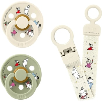 Bibs Moomin Dárkový set klip + dudlíky Ivory/Sage