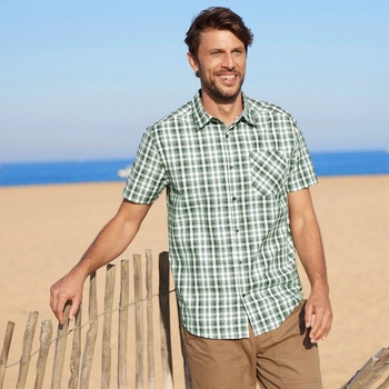 Blancheporte Kostkovaná košile s krátkými rukávy zelená