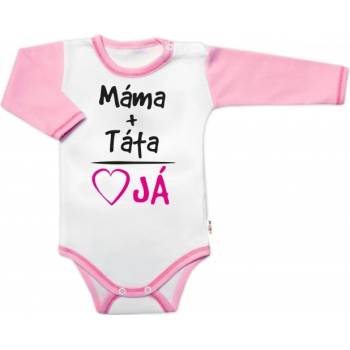 Body dlouhý rukáv s vtipným textem Baby Nellys Máma+Táta holka