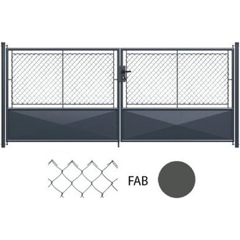Brána dvoukřídlá s plechem, antracit, 4HR výplet, FAB 5000 x 1250 mm, balení 1 ks