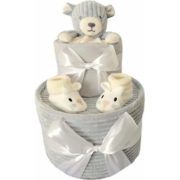 Brumlík dvoupatrový plenkový dort Modrošedý medvídek