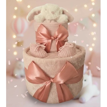 Brumlík dvoupatrový plenkový dort Zajíček pudrový