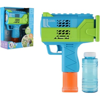 Bublifuk pistole s náplní plast 16cm na baterie v krabičce 18x23x8cm