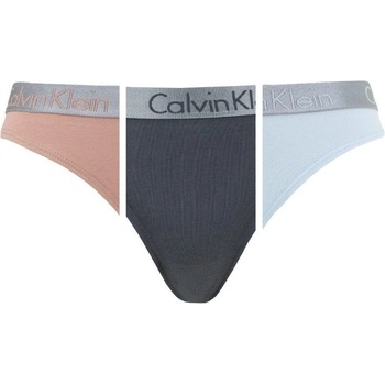 Calvin Klein 3pack Tanga tělová černá a modrá