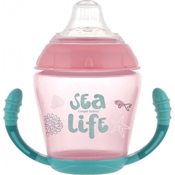 Canpol babies nevylévací hrníček se silikonovým ventilem sea life růžový 56/501 pin 230 ml
