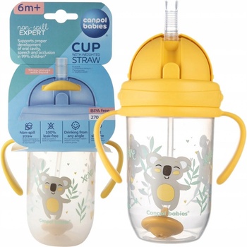 Canpol Babies nevylévací hrníček se slámkou a závažím Exotic Koala žlutý 270 ml