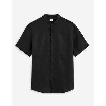 Celio lněná košile Damaopoc černá