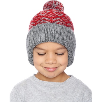 chlapecká pletená čepice Ušanka Gray