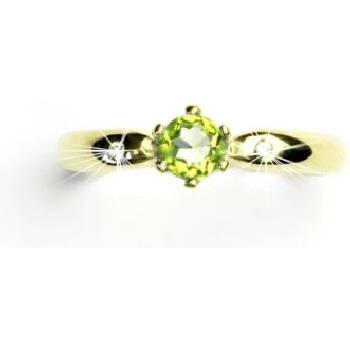Čištín zlatý s briliant přírodní olivín žluté zlato VLZDR048
