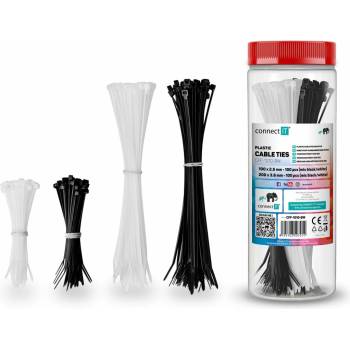 Connect IT ZipTie CFF-1010-BW Stahovací pásky na kabely celkem 100 a 200 mm černá bílá 200 ks