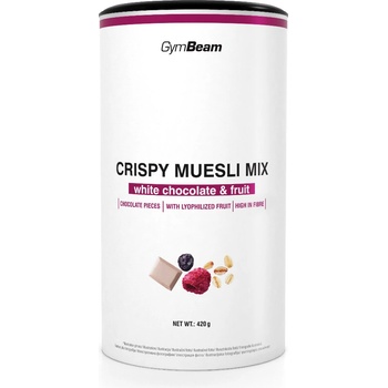 Crispy Muesli Mix GymBeam Bílá čokoláda ovoce 420 g