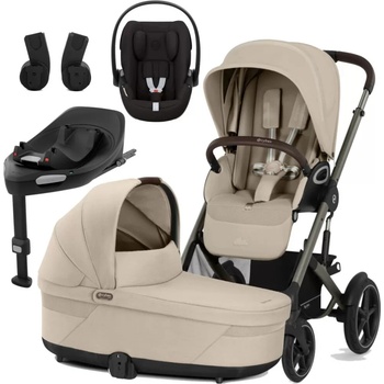 CYBEX Set Talos S Lux + korba + autosedačka + základna + adaptéry 2026 Almond Beige Taupe Frame