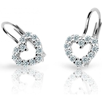 Danfil dětská srdíčka C2157 z bílého zlata s kamínky White zapínání klapka