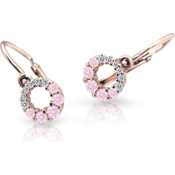 Danfil dětské náušnice C2154 z růžového zlata s kamínky Pink zapínání brizura