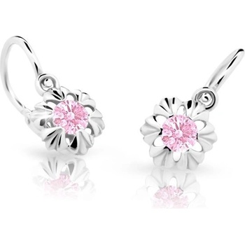 Danfil dětské náušnice C2213 z bílého zlata s kamínkem Pink zapínání brizura