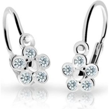Danfil dětské náušnice kytičky C2744 z bílého zlata s kamínky White