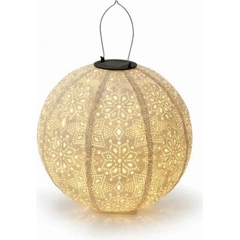 DECOLED LED lampion solární bílý venkovní 30 cm, teple bílá, látkový papír