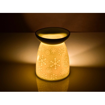 Dedra Keramická aroma lampa s embosovaným vzorem matná bílá Vločky