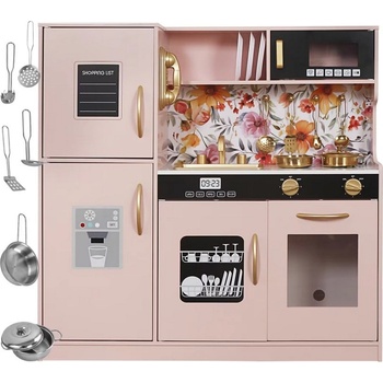 Derrson dřevěná kuchyňka XL květinová růžová