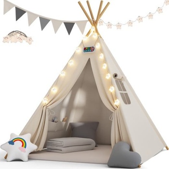Deuba Dětský stan Teepee 160 x 130 x 130 cm bílý