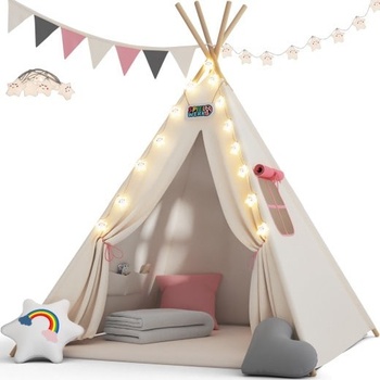 Deuba Dětský stan Teepee 160 x 130 x 130 cm růžový