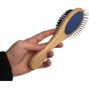 Dog Fantasy Kartáč s hroty a nylonem oboustranný dřevěný M 21 cm