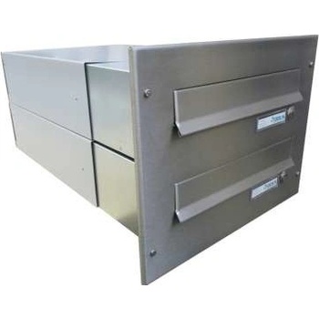 DOLS 2x poštovní schránka B-042 do sloupku + čelní deska s 2x zvonkem - NEREZ