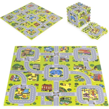 Ecotoys Velká pěnová podložka EVA pro děti Město 90,5x90,5 cm 21 ks