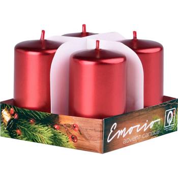 Emocio adventní válec 4ks 38x60 Metal červené