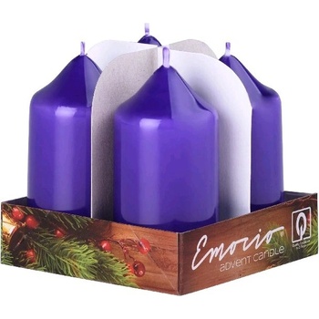 Emocio adventní válec 4ks 4 x 75 mm Lak fialové