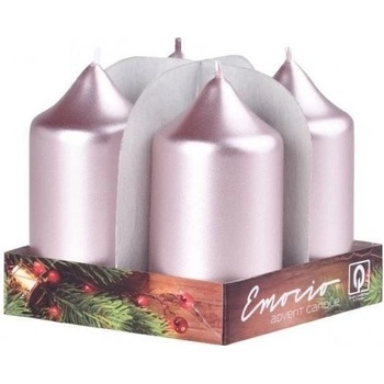 Emocio adventní válec 4ks 40x80 Metal starorůžové