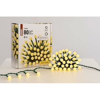 EMOS LED vánoční cherry řetěz kuličky 8 m venkovní i vnitřní teplá bílá časovač