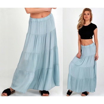 Fashionweek dlouhá maxi letní španělská sukně ze vzdušného materiálu s volánky ZIZI266 blankyt