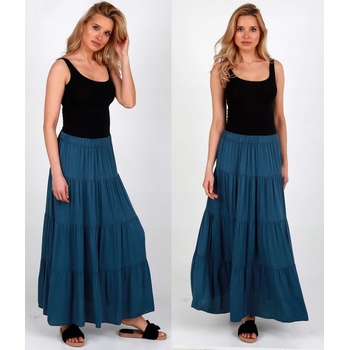 Fashionweek dlouhá maxi letní španělská sukně ze vzdušného materiálu s volánky ZIZI266 modrá