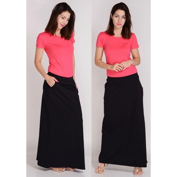 Fashionweek Italská pohodlná dlouhá mikinová sukně s kapsami MAXI ZIZI267 černá