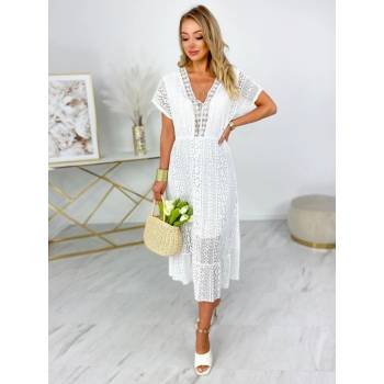 Fashionweek Krajkové midi šaty s podšívkou BOHO IT-CALLUMA Bílá